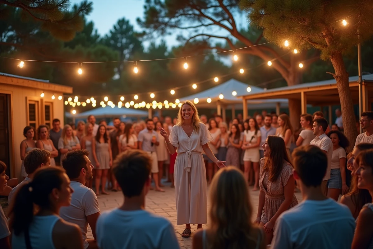 Animation en soirée dans un camping Campings Paradis, enseigne populaire à forte notoriété en France