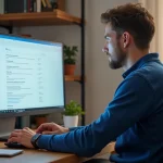 Homme en bureau moderne utilisant Google Drive