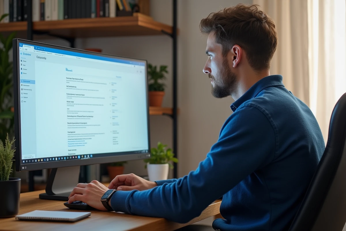 Homme en bureau moderne utilisant Google Drive