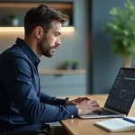 Jeune homme professionnel surveillant un tableau de bord sécurisé