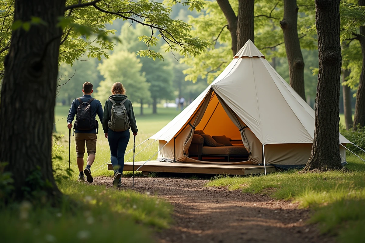 Couple en séjour premium dans un camping Sunêlia en pleine nature régionale française